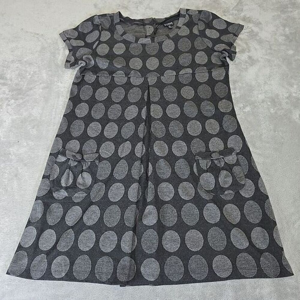 EnFocus Dress Womens 14W Black Gray Polka Dots Empire Waist Casual Classicore